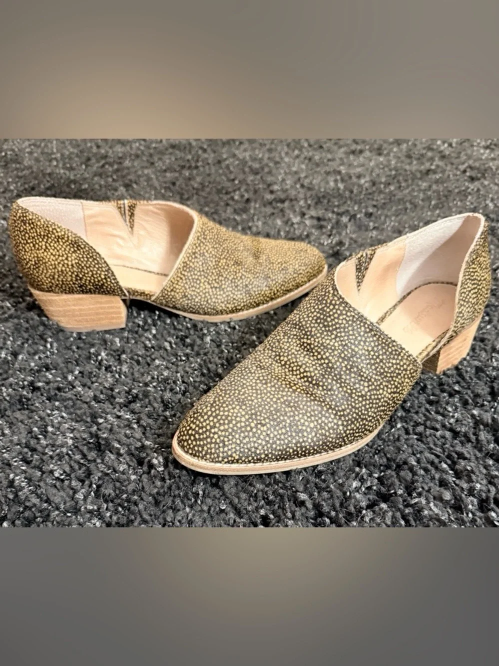 Madewell Size 9 Genuine Calf Hair Loafer Booties Animal Print Block Heel - Picture 2 of 12